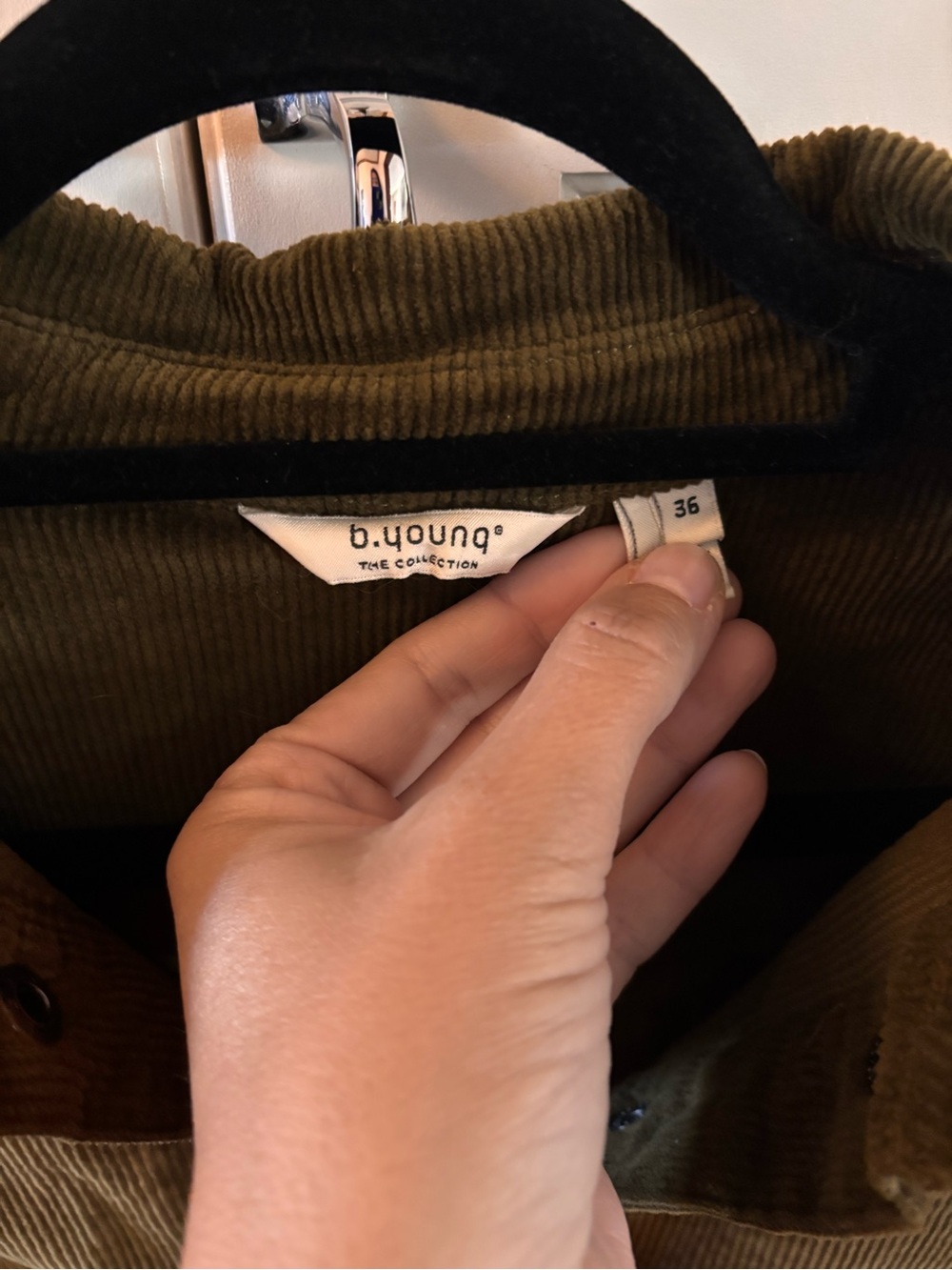 B. Young- Corduroy Button-Front mini dress Olive Green - Picture 3 of 3